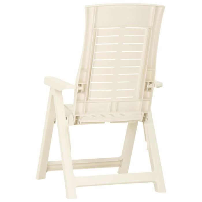 Lot De 4 Chaises De Jardin Inclinables Blanc - Plastique Résistant - Pliables - 4 Positions D'Inclinaison