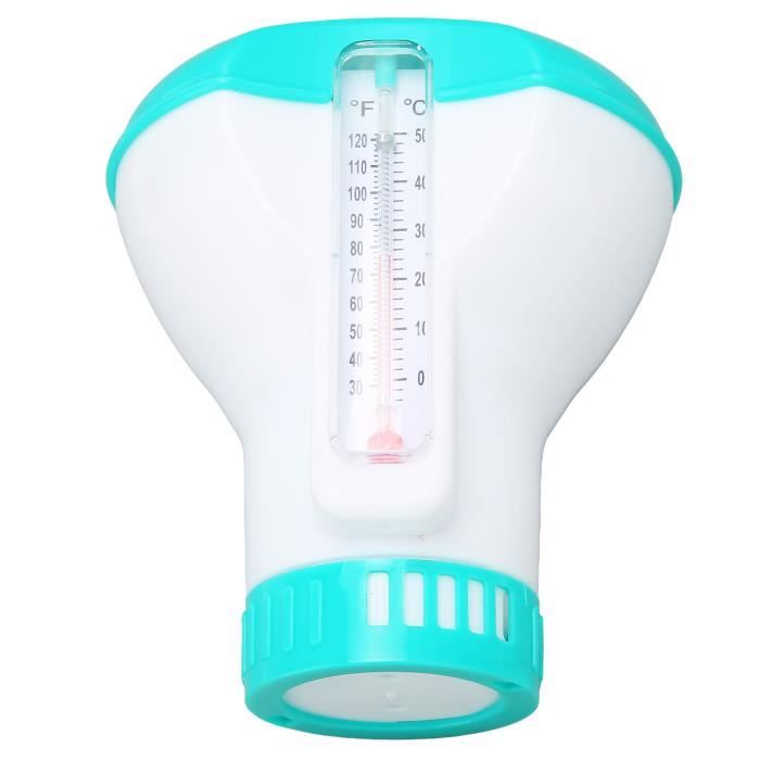 Distributeur Flottant Piscine Avec Thermomètre - Pour Tablettes 3,8 Cm, Couvercle Sécurisé, 12 Cm