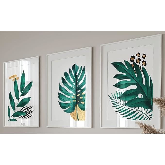 Lot De 3 Impressions Sans Cadre Tableaux Décoration Murale Végétale Tropicale Style Botanique 30x40 Cm
