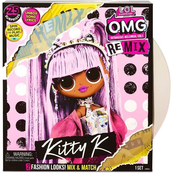 Poupée LOL Surprise O.M.G. Remix Kitty K - GIOCHI PREZIOSI - 25 surprises - Reine de la musique pop