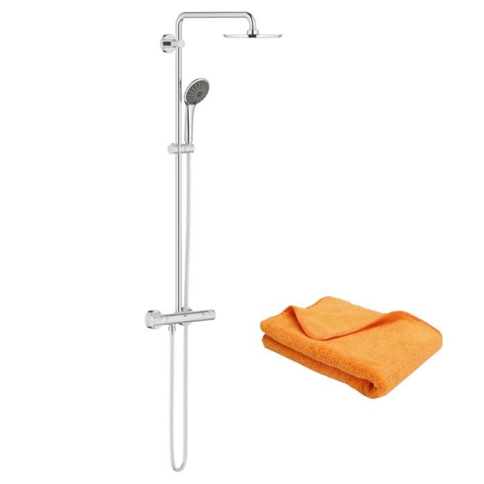 Grohe Colonne de douche avec mitigeur thermostatique Vitalio Joy System 210 Quickfix + microfibre