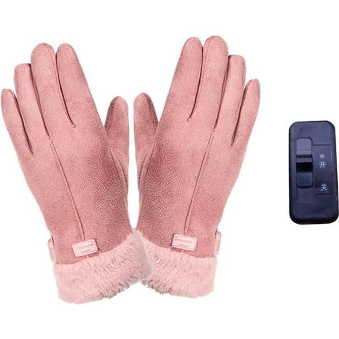 Gants femme - élégant écran tactile chaud une couche de velours de laine  gants d’hiver-rose