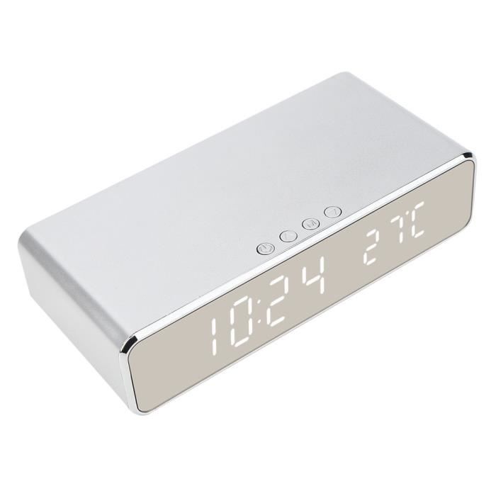 Horloge Numérique Murale Salle De Bain - Thermo-Hygromètre - 2 Alarmes - Écran LCD - Avec Crochet - Blanc
