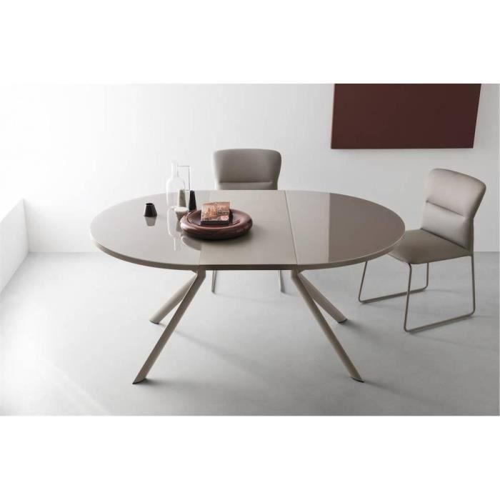 Table De Repas Extensible Ronde Tulipe Quattro 120 165cm En Verre