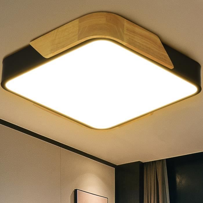 Plafonnier LED KAMBO 24W - Ø30cm Bois Naturel - Lumière Blanc Chaud 3000K 3100Lm - Pour Salon, Chambre, Cuisine