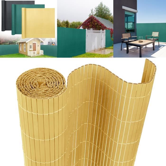 LARS360 Brise-vue 180 x 1000 cm Couleur bambou Protection contre le vent Clôture en PVC Idéal pour jardin, balcon, terrasse