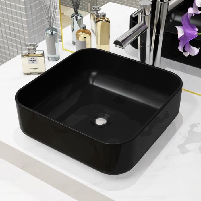 Siphon De Sol Rectangulaire Acier Inox 304 Noir - 20x10cm, Double Filtre, Anti-Odeur Pour Salle De Bain