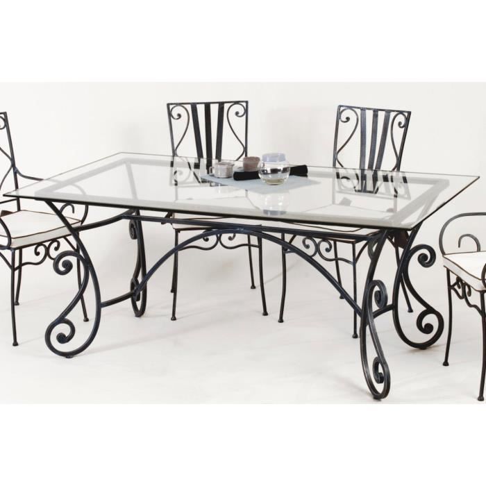 Table De Salle A Manger Rectangulaire En Fer Forge Marylene Gris