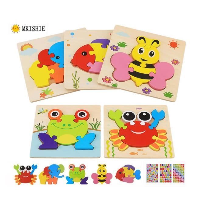 Puzzle en Bois Enfant, 8 Pièces Puzzle Bois, 3D Montessori Bebe