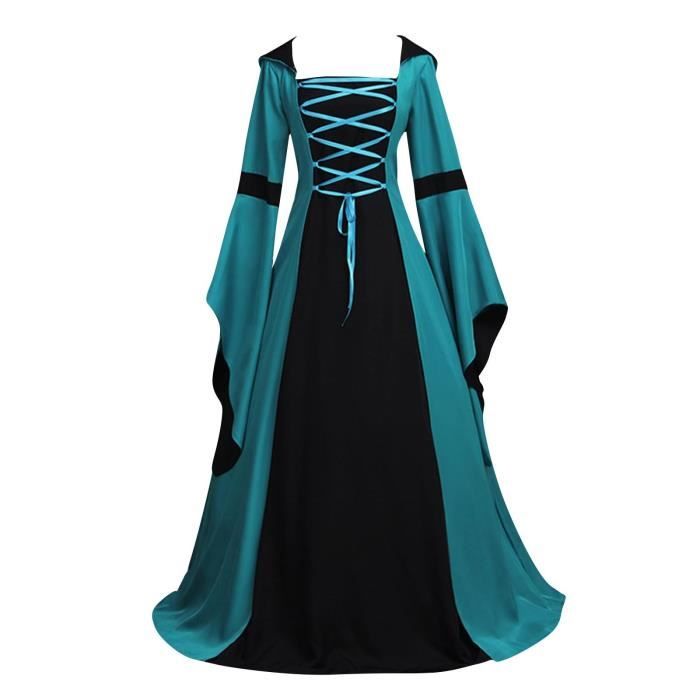 Robe Médiévale Femme Pour Halloween/costume - Manches Longues à Flares, Lacets, Style Gothique Vintage