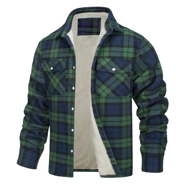 Chemise Homme Carreaux Plaid Doubl Polaire Grande Taille 3D