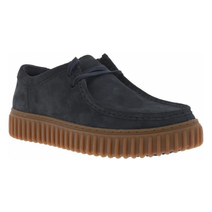 Clarks Sneakers - CLARKS - Bleu marine - Cuir - Homme - Lacets - Semelle striée