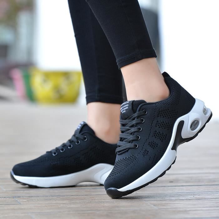BASKET Femme QB Ete Baskets Antiderapant Respirant Leger Noir Caoutchouc Lacets