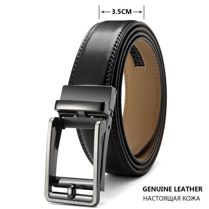 Sangle De Ceinture En Cuir Marron 3 Cm - Réglable à Cliquet, Sans Boucle - Remplacement Pour Boucle Existante - Unisexe - 11