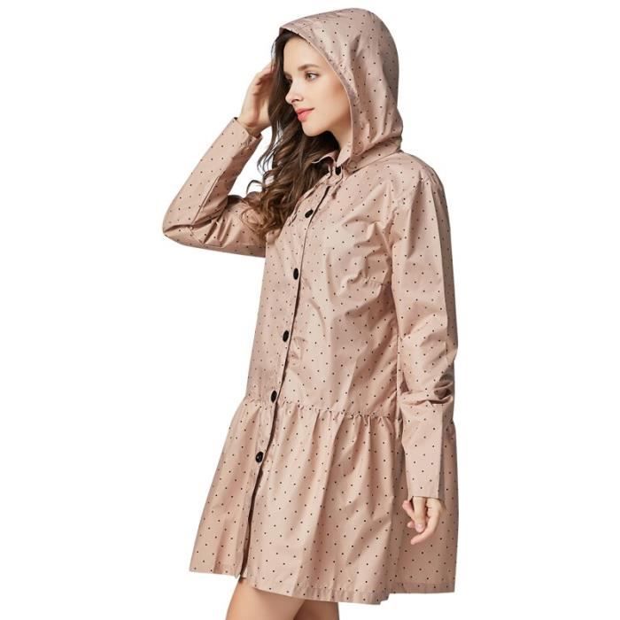 Veste Imperméable Femme Longue - Manteau Trench à Capuche Coupe-Vent Léger Et Tendance