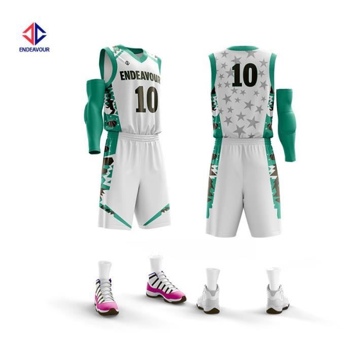 Maillot De Basket Personnalisé – Set 2 Pièces (t-shirt + Short) En Polyester, Avec Nom, Numéro, Logo Personnalisables, Pour Enfants Et Adultes - 8