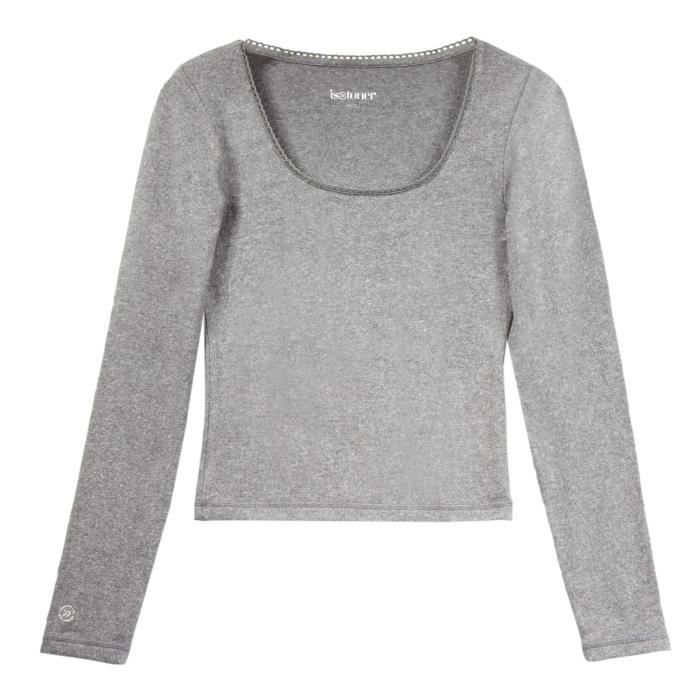 T-shirt Homewear ISOTONER Femme Col carré Gris chiné Gris