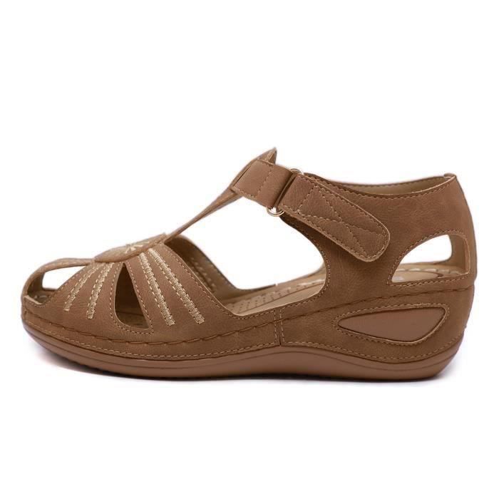 Sandales BALLY Vintage à Petit Compensé - Cuir Velours Marron Cognac, Taille 39.5 EU (neuf Sans Emballage)