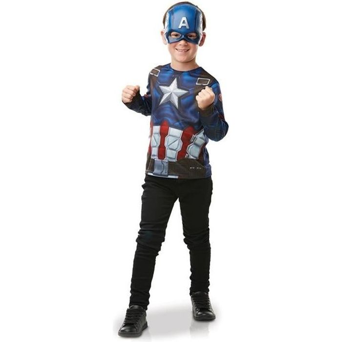 Déguisement Captain America - RUBIES - Set plastron et masque - Pour enfant à partir de 5 ans - Bleu