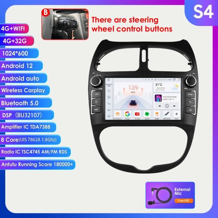 Autoradio Android 13 Per Peugeot 206/C2 - 7 Pollici, CarPlay Wireless, GPS, Retro Camera - Foto 9