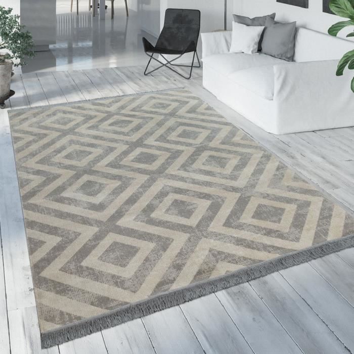 Tapis Scandinave Gris Balcon Terrasse Exterieur Motif Losanges Resistant Aux Intemperies Robuste O 160 Cm Rond Achat Vente Tapis Cdiscount