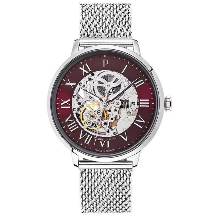 Automatique Homme AUTOMATIC Argenté Cadran Soleillé Bordeaux Bracelet Acier milanais Argenté 20M Automatique Homme AUTOMATIC Argenté Cadran Soleillé Bordeaux Bracelet Acier milanais Argenté 20M