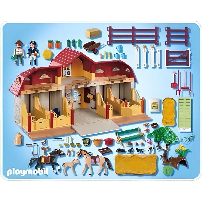 PLAYMOBIL 5221 JEU DE CONSTRUCTION HARAS AVEC CHEVAUX ET
