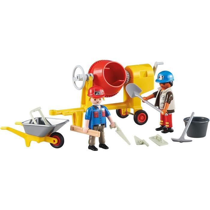Jouet de construction - Playmobil - 6339 - Deux maçons - Bétonnière - Accessoires inclus