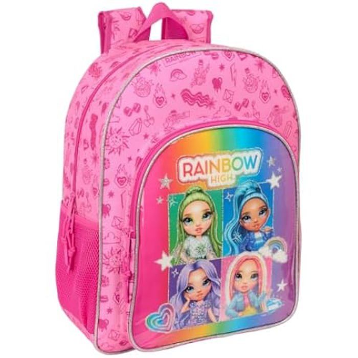 Sac à dos scolaire - SAFTA - RAINBOW HIGH SHINE - Multicolore - Adaptable au chariot - Enfants