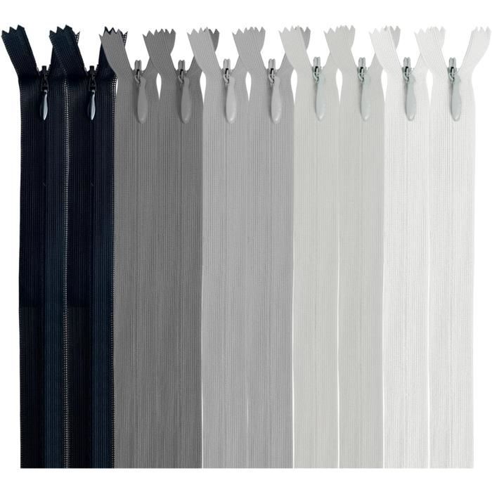 Lot De 100 Fermetures éclair Invisibles – 20 Cm, Nylon Noir – Pour Couture Vêtements, Sacs, Jupes