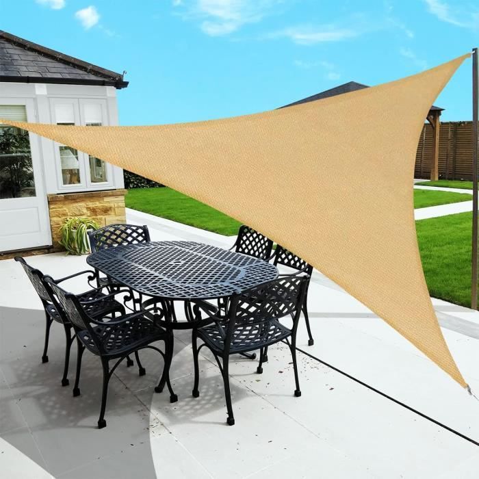 Voile D'ombrage Triangulaire De 3 X 3 X 3 M, Voile D'ombrage Pour Terrasse, Jardin, Pelouse, Activités De Plein Air
