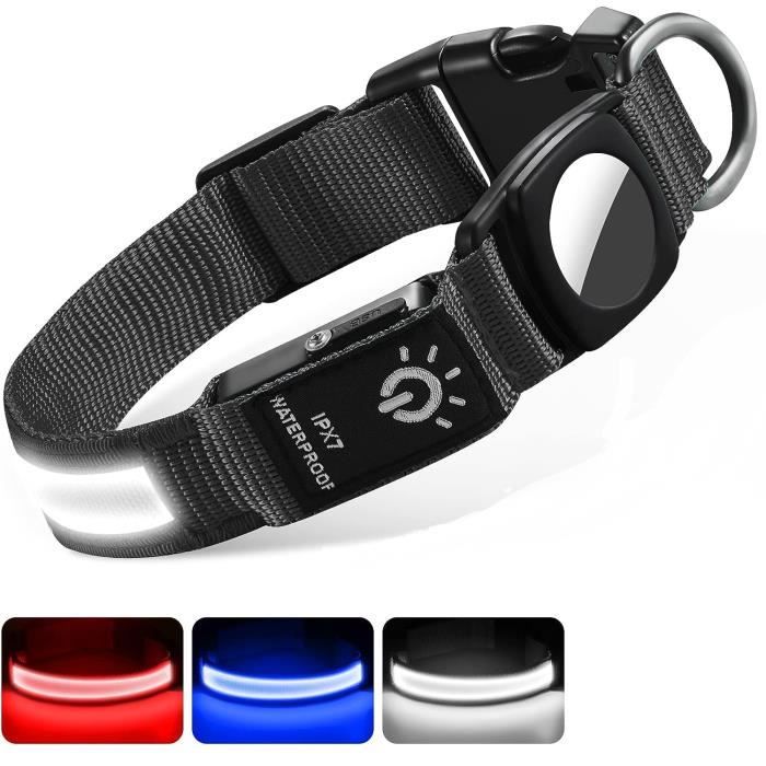 Meilleurs prix pour Collier Chien Lumineux Rechargeable et Etanche, LED Clignotant Collier de Sécurité pour Petits-Moyens-Gros Chiens - Noir, L 39-55CM
