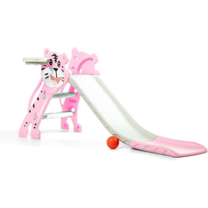 Toboggan enfants blanc-rose en plastique avec panier basket dès 3 ans Joyz | Maisons du Monde