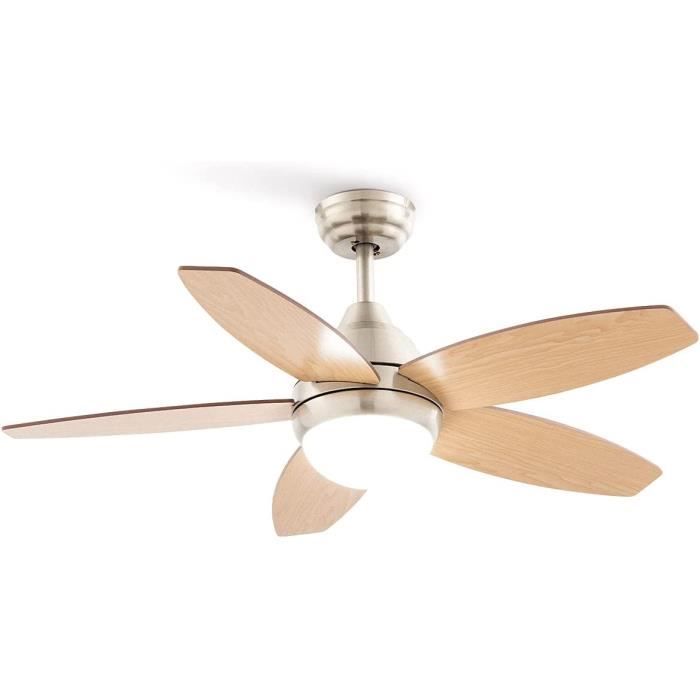 Ventilateur Plafond CREATE Avec Lumière LED - 107cm, 3 Vitesses, Télécommande, Pales Bois