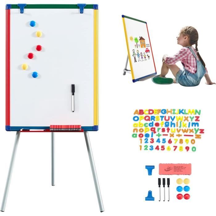 Coffret Montessori Double Face – Lettres, Chiffres, Tangram – Tableau Magnétique Et Craie – Dès 3 Ans
