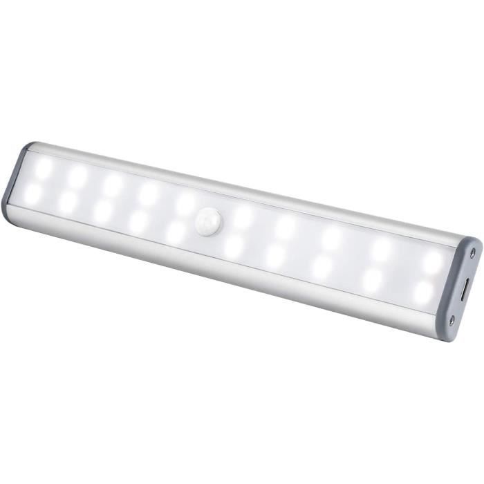 Lampe de placard ®WHD© 60CM Lampe Détecteur de Mouvement LED Lampe Sans Fil  d'Armoire Magnétique Rechargeable USB argent - Cdiscount Maison
