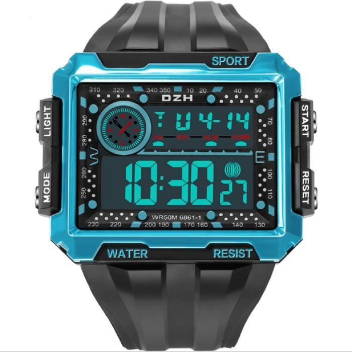 Montre-boussole étanche - Montre Navigation Outdoor - Bracelet Silicone - Lecture Rapide - 50m Waterproof - Randonnée, Trek, Survie - 12