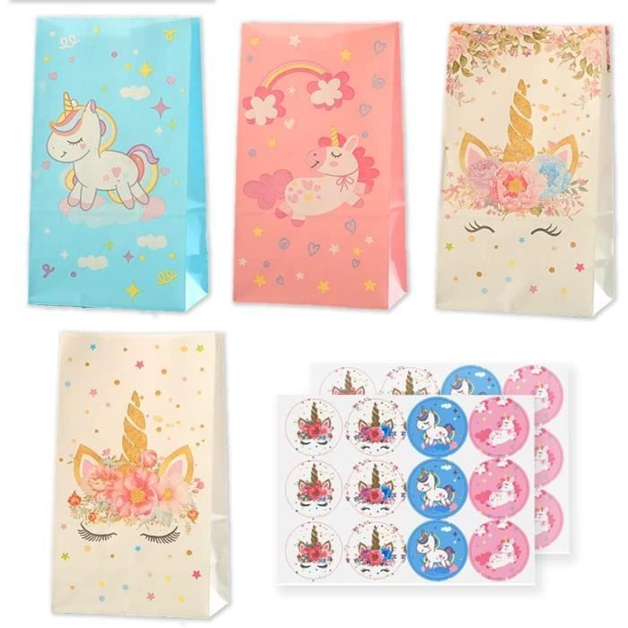 20 Sacs Cadeau Licorne,Sachet Bonbons Anniversaire,Sacs Cadeau En