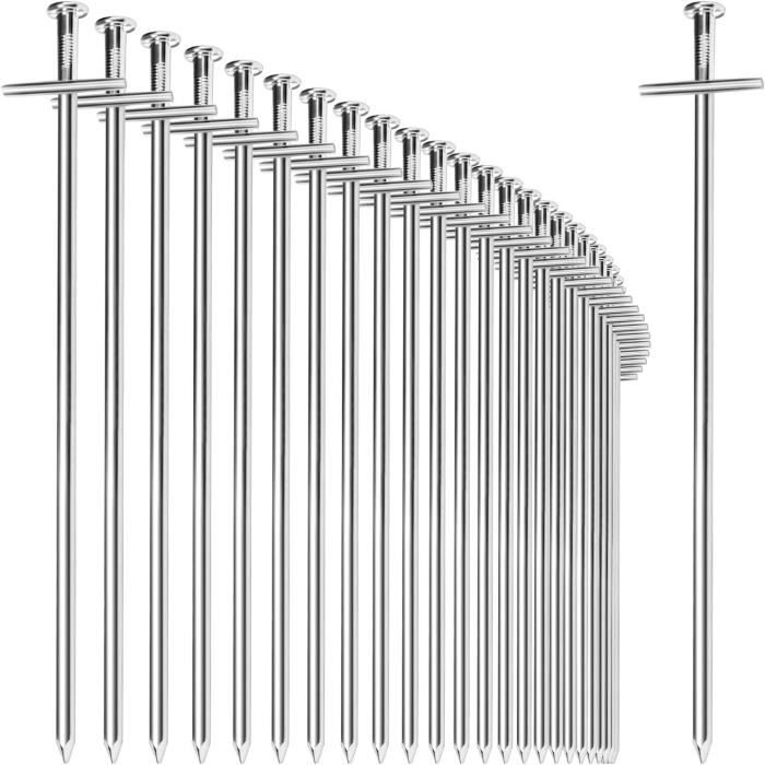 50 PCS Piquets de tente Camping T Chevilles Forme Stable Sol Nails