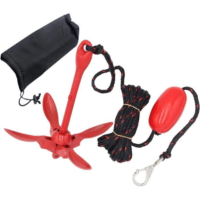 KEENSO Ancre de kayak Ancre de bateau avec sac de transport de corde de remorquage de 39,4 pieds