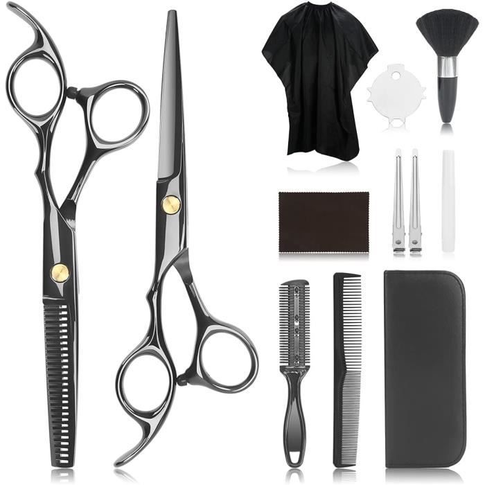 4 Paires De Ciseaux Pro En Acier Inox Revêtu Titane – Poignée Confort – Gris/noir – Pour Tout Couper à La Maison - 14