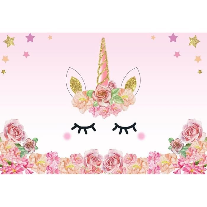 Toile de fond Anniversaire Personnalisé Licorne Fleurie de Rêve BRP5-150