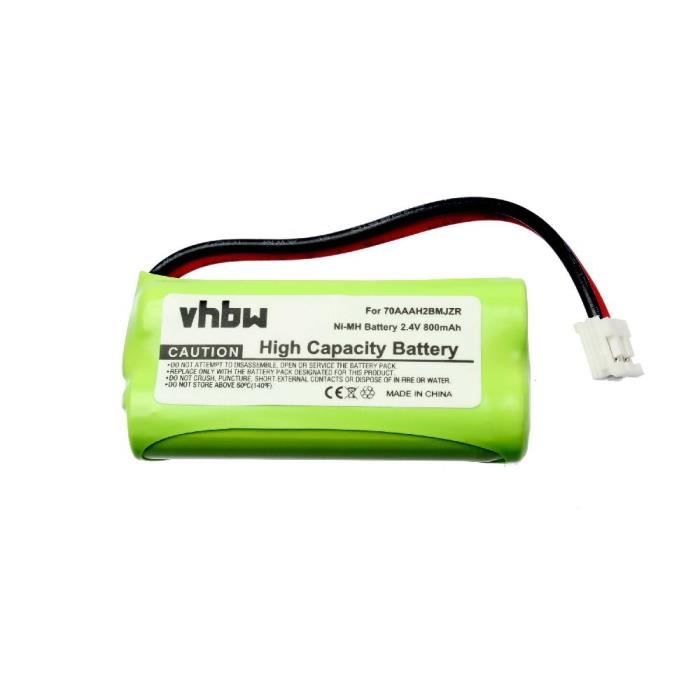 vhbw Batterie Tél. fixe Ni-MH 800mAh (2.4V) compatible, rempl. BATT-6010, BT184342, BT284342, BBTG0671011, BBTG0743001, BT-101,