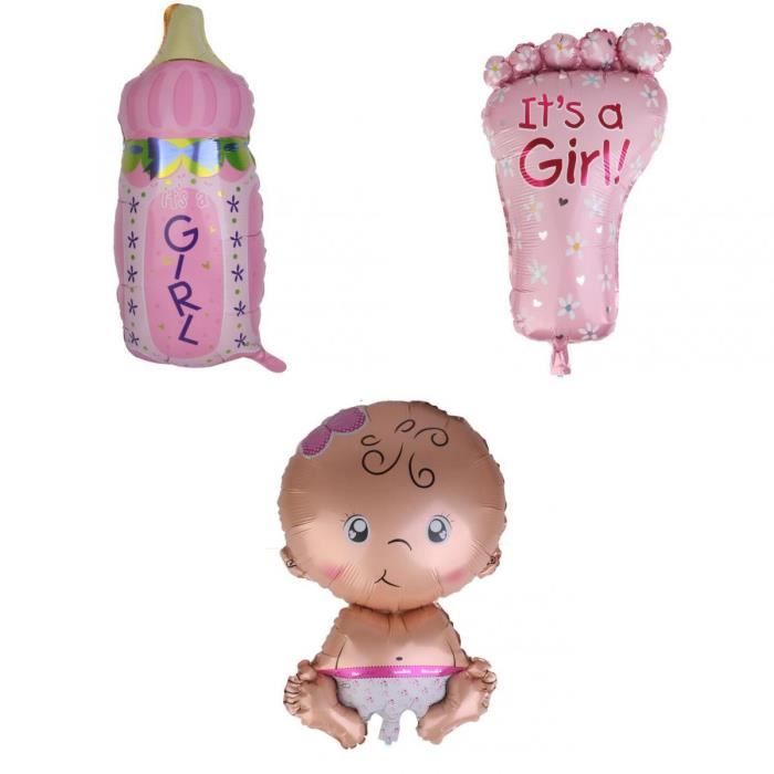 Ensemble Ballon Gonflable Biberon Pied Bebe Decoration Pour Bebe Fille Baby Shower Bapteme M3298 Cdiscount Maison