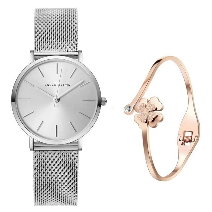 XLORDX Montre Femme Bracelet maille milanaise Acier inoxydable Argent  Analogique Quartz Unisex Argent Imperméable ultra-mince - Cdiscount  Bijouterie