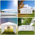 Tonnelle de jardin 3 x 6 m Réception Pavillon Aluminium,avec 6 Parois Latérales Blanc-1