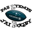 Tee shirt rugby "PAS L'TEMPS J'AI RUGBY" | t-shirt noir et blanc thème humour Rugby XV 15-1