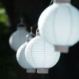 Relaxdays Lampion chinois LED abat-jour papier lanterne boule 20 cm rond décoration set de 10 à piles, blanc - 4052025243517-1