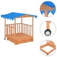 Maison de jeu d'enfants et bac à sable en bois de sapin bleu avec toit de protection UV50 - VidaXL-1