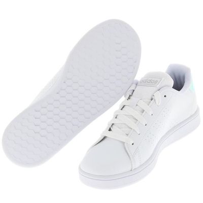 Chaussures mode ville Advantage k blanc irise Adidas Enfant Cuir Blanc Fille Lacets
